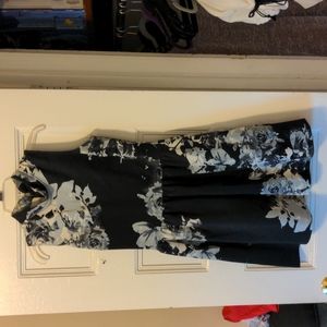 Abstract Floral Fit and Flare Sleeveless Mock Neck Dress